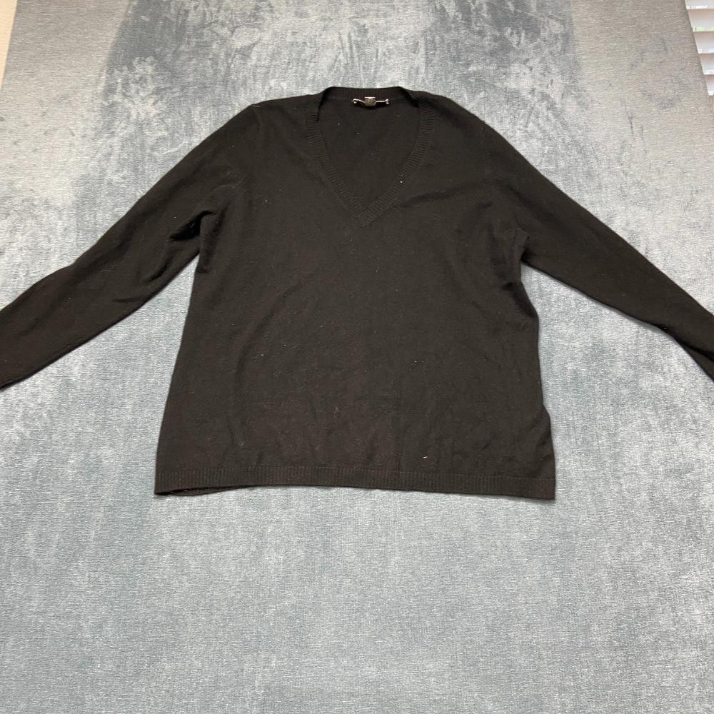 Caslon Sweater Womens 2X Black Cashmere Casual V Neck Streetwear Travel Winter